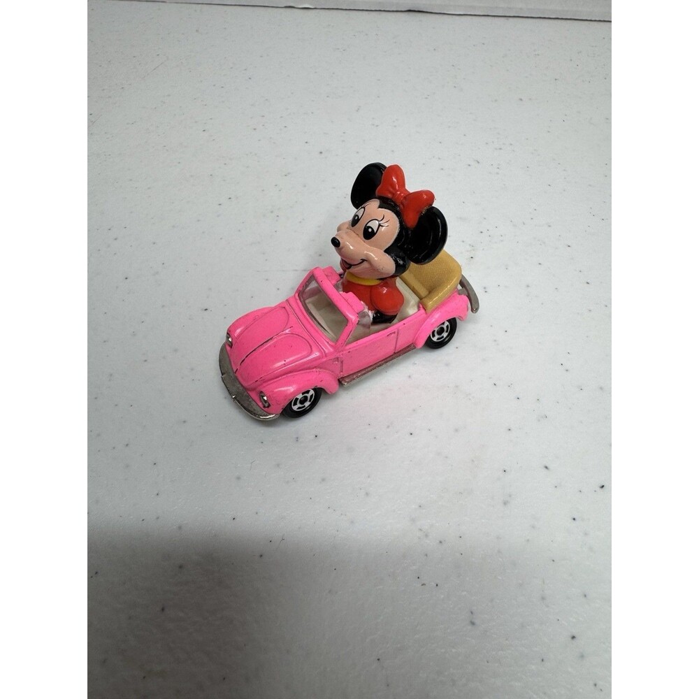 Vintage Disney Minnie Mouse in Diecast Pink Voltswagen Bug 1:64 Scale